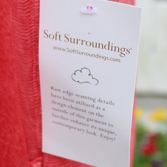 NEW Soft Surroundings Coral Silk Floral Embroidery on Cotton Sleeveless Tunic 3X - Picture 5 of 9